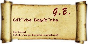 Görbe Bogárka névjegykártya